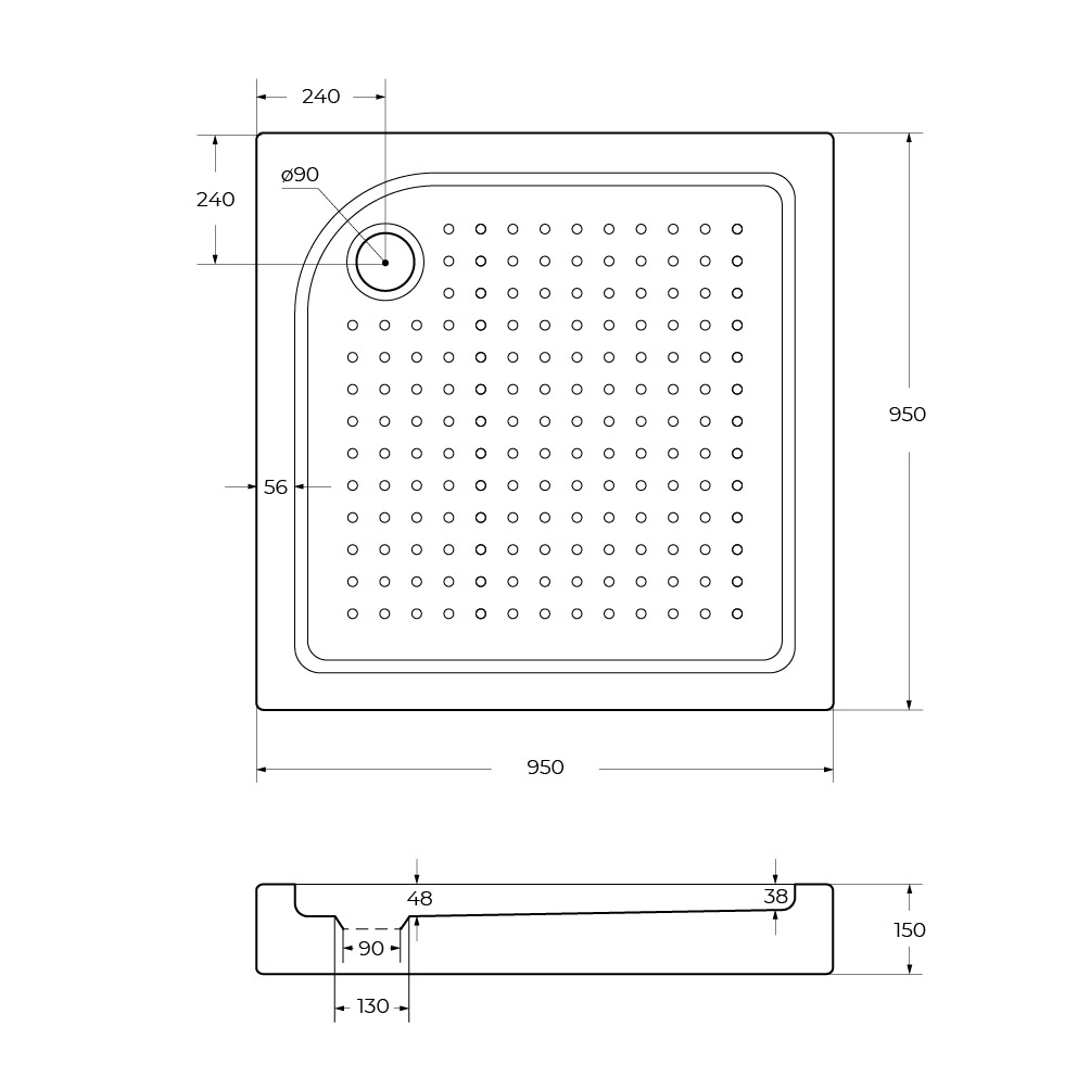 Акриловый поддон BelBagno TRAY-BB-A-95-15-W