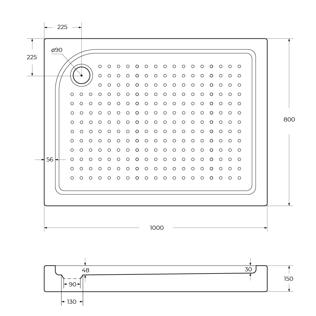 Акриловый поддон BelBagno TRAY-BB-AH-100/80-15-W-L