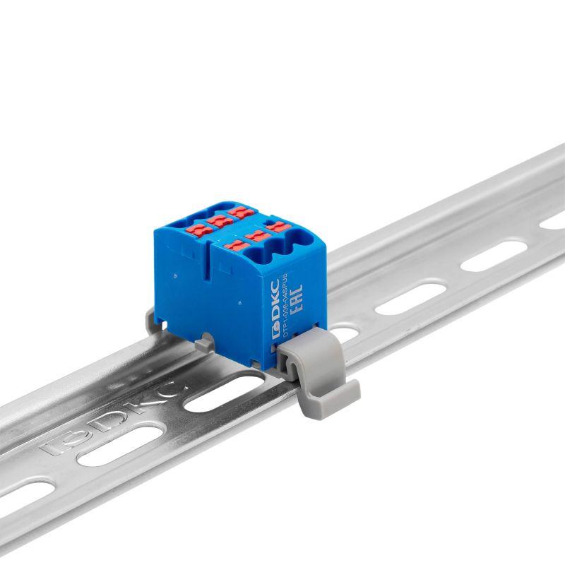 Блок распределительный зажим push-in 6 точек подключения 25кв.мм син. DKC DTP1-006-04SPUB