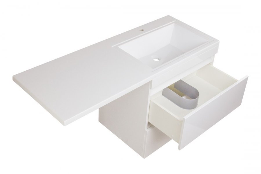 Тумба подвесная "Даллас 130", Люкс белая, PLUS