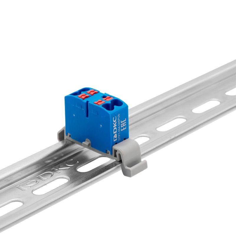 Блок распределительный зажим push-in 4 точки подключения 25кв.мм син. DKC DTP1-004-04SPUB