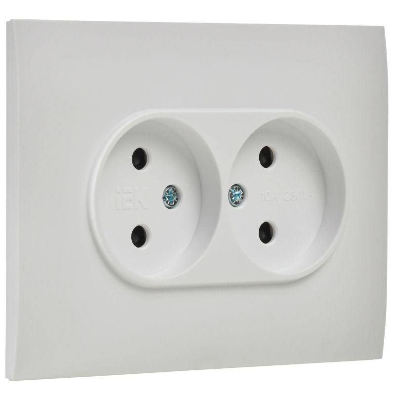 Розетка 2-м SKANDY 10А без заземл. защ. шторки в сборе SK-R09W арктич. бел. IEK SK-R23-10-K01-F