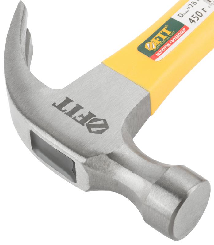 Молоток-гвоздодер Профи 28мм 450г фибергласовая усилен. ручка FIT 44779