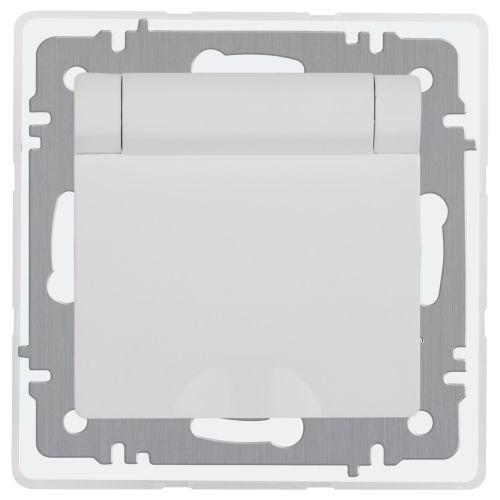 Розетка 1-м СП Accent 6-209-01 16А IP44 250В 2P+E Schuko с крышкой защ. штор. AL/CU бел. Intro Б0063553