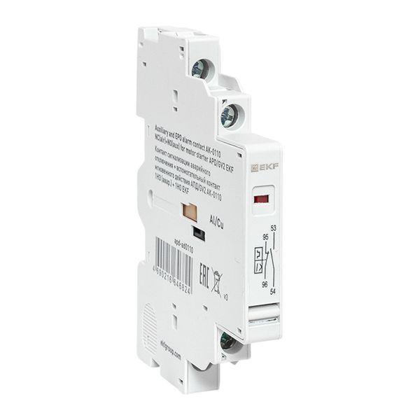 Контакт сигнализации аварийного отключения + вспомогательный контакт мгновенного действия АПД/GV2 АК-0110 1НЗ (авар.) + 1НО EKF apd-ad0110