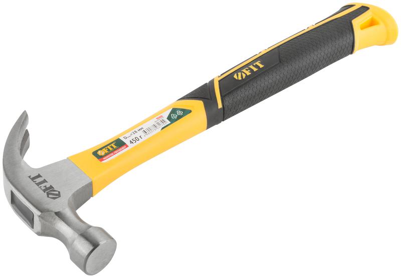 Молоток-гвоздодер Профи 28мм 450г фибергласовая усилен. ручка FIT 44779