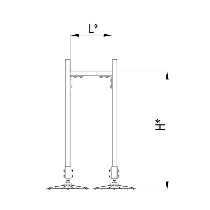 Конструкция опорная для горизонт. прямоугольн. воздуховодов и метал. лотков кабеленесущих систем TECHNORAPTOR FOOT 350х1000 HD КМ TR0286