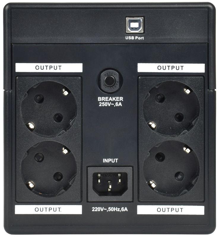 Источник бесперебойного питания ELECTRA ET 1.2кВ.А/720Вт с АКБ 2х7А.ч USB Schuko ITK EET-1200VA-1-002-S