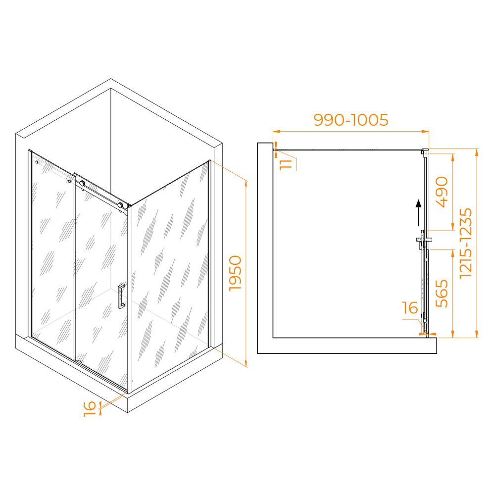 Душевой уголок RGW TO-44-1B (TO-14B + Z-060-2B), 020744120-14