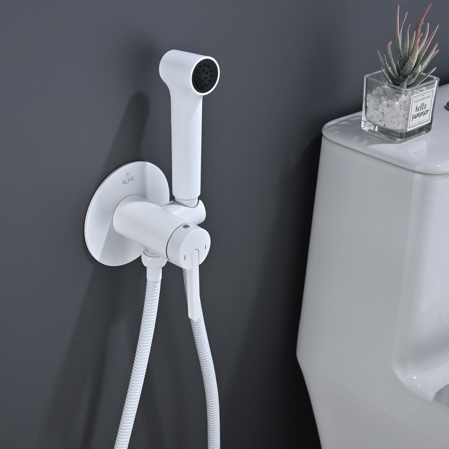 Гигиенический душ со смесителем Rose R235C, белый