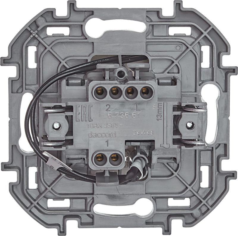 Переключатель 1-кл. Inspiria 10А IP20 250В 10AX с подсветкой/индикацией механизм сл. кость IEK 673661