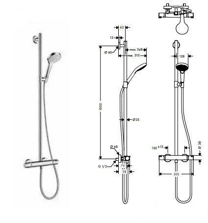 Душевой гарнитур Hansgrohe Croma Select S Multi SemiPipe 27247400 для душа