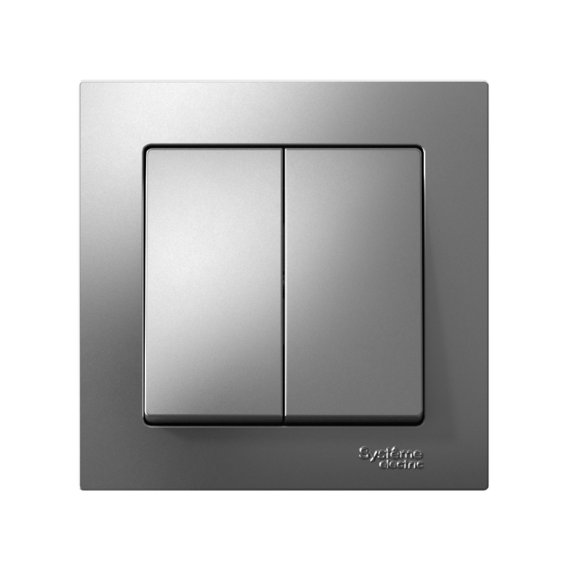 Выключатель 2-кл. AtlasDesign (сх. 5) 10AX быстрозажим. клем. в сборе сталь SE ATN000952S