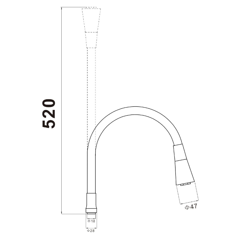 Гибкий излив для кухонного смесителя Savol S-MCG01L, черный