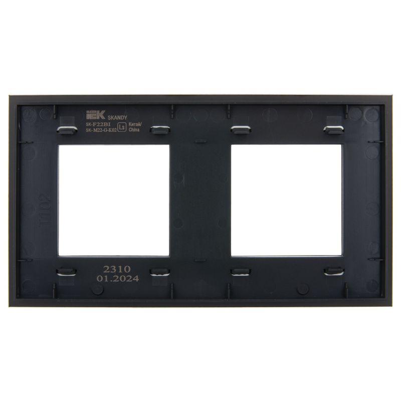 Рамка 2-м SKANDY SK-F22Bl стекло черн. IEK SK-M22-G-K02
