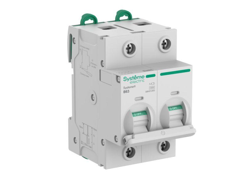 Выключатель автоматический 2п B 63А 10кА Systeme9 400В 27мм SE S9H31263