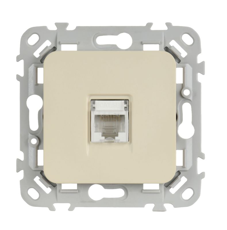 Розетка компьютерная СП FLITE РК5е-1-0-ФлСл RJ45 кат.5E UTP механизм сливочный IEK FI-K12-1-K86