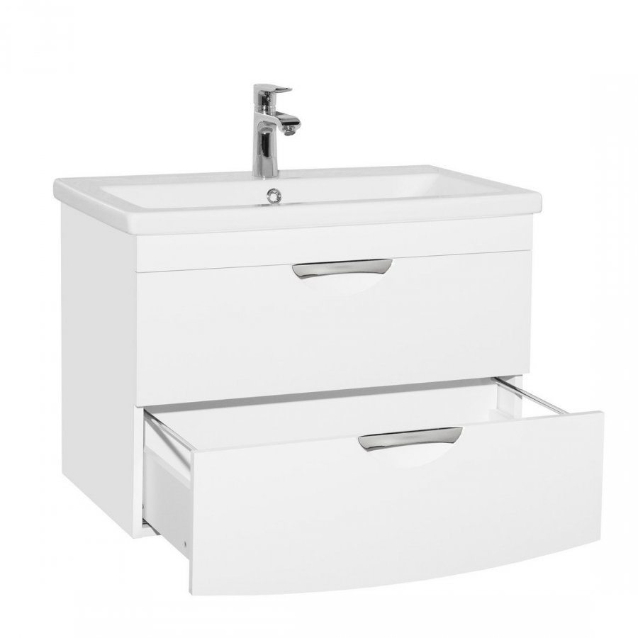 Тумба подвесная "Жасмин 2" (2 ящ.), Комо 80, Люкс белая, PLUS