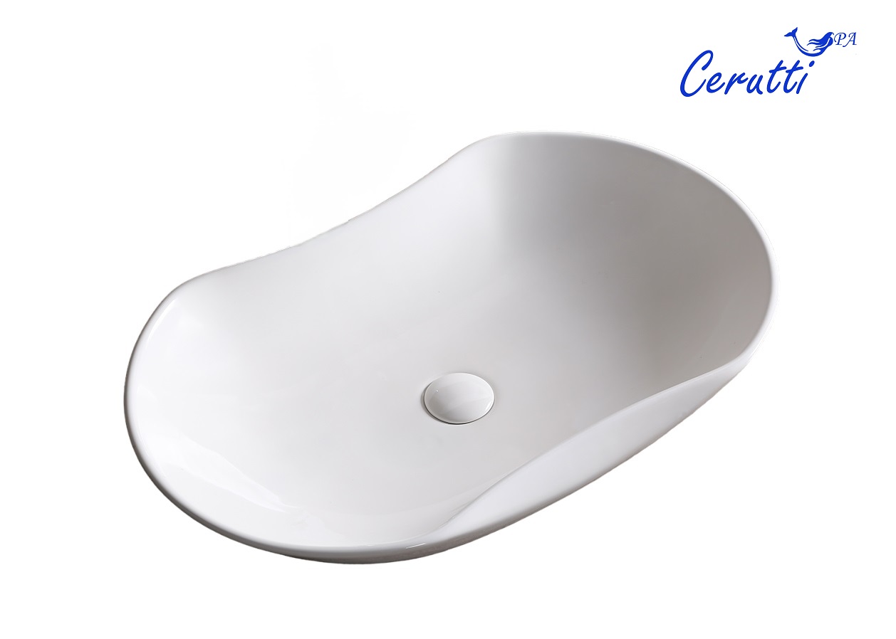 Раковина CR7031 накладная, белая, усеченный овал 670х415х125 Ceruttispa