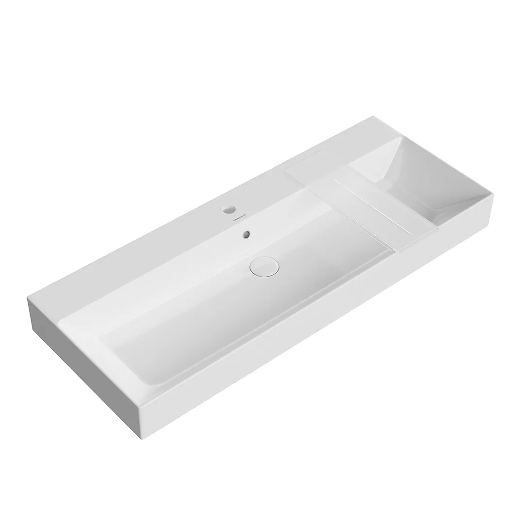 Раковина GRANDE мебельная\подвесная 120 с крепежом, белая глянцевая