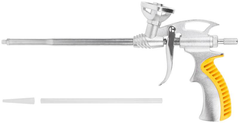 Пистолет для монтажной пены цельнометаллический прорезиненная ручка FIT 14284