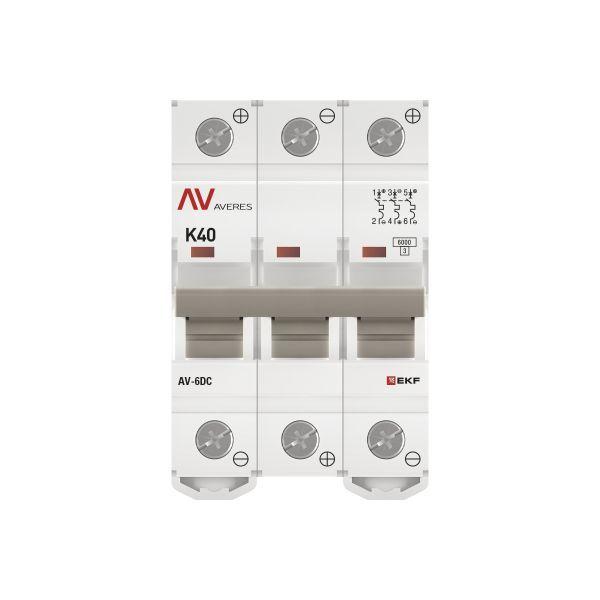 Выключатель автоматический модульный 3п K 40А 6кА AV-6 DC AVERES EKF mcb6-DC-3-40K-av