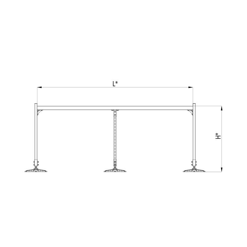 Конструкция опорная для горизонт. прямоугольн. воздуховодов и метал. лотков кабеленесущих систем TECHNORAPTOR FOOT 2500х1000 HD КМ TR0291