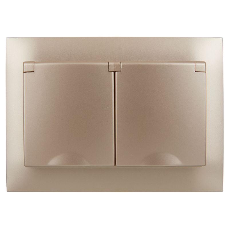 Розетка 2-м SKANDY 16А IP44 с крышкой в сборе SK-R12Sa песочн. IEK SK-R26-16-44-K98-F