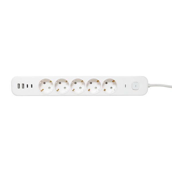 Удлинитель 5х3м IP20 2USB 2.4А+2type-C LUX 1.5кв.мм EKF UBA-LUX-503-TC