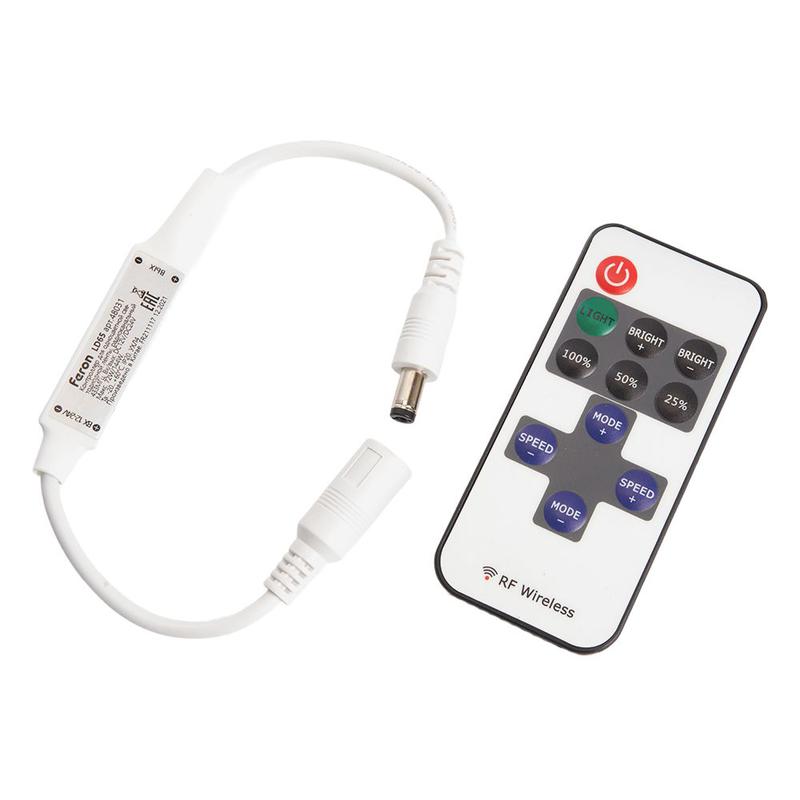 Контроллер для одноной светодиодной ленты с П/У бел. 12-24В LD65 FERON FERON 48031