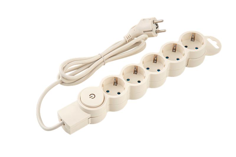 Фильтр сетевой 5х1.5м с/з с выкл 2кВт 10А/2 сл. кость Duwi 32570 3