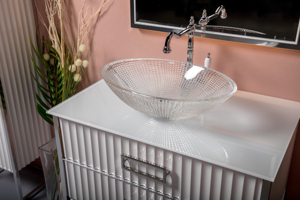 Столешница стекло 100см прямая БЕЛАЯ