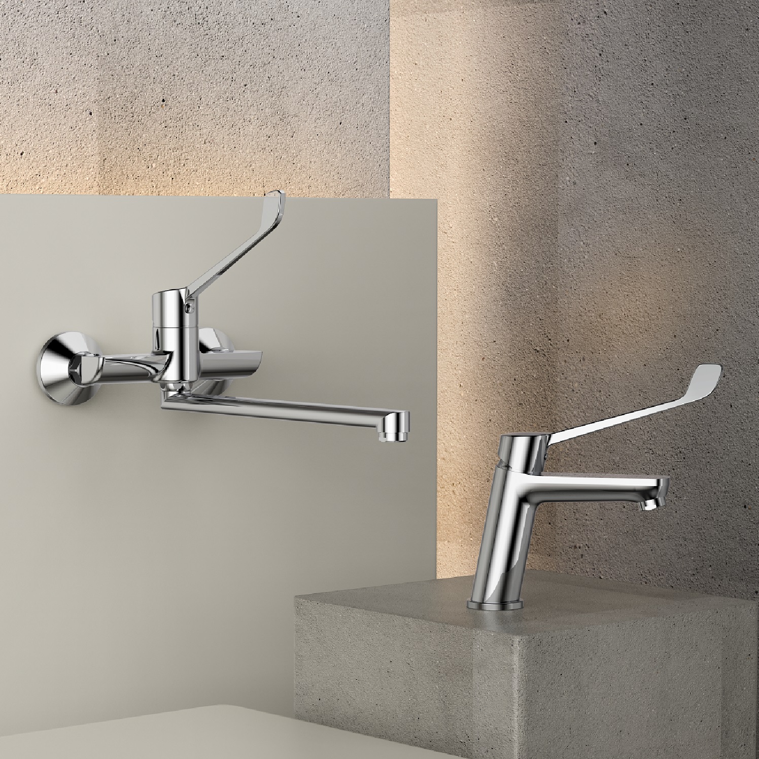 Смеситель для раковины с хирургической ручкой  Splenka S08.10, хром