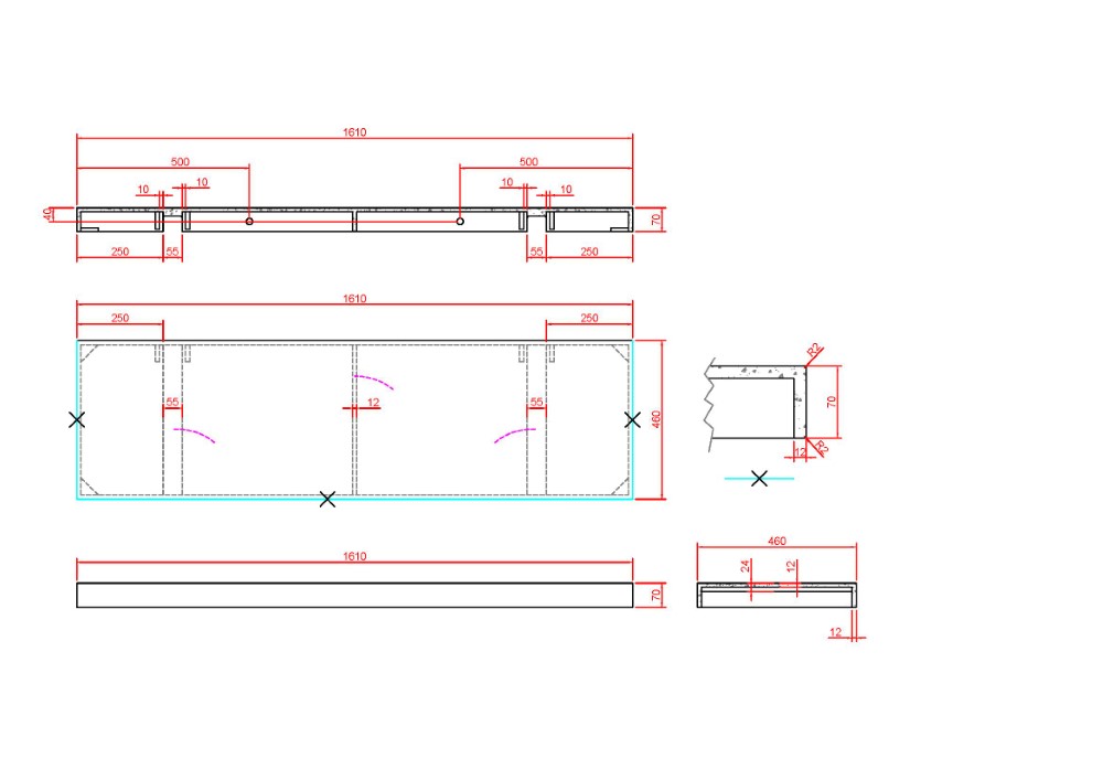 Столешница прямая FLAT NERO MARQUINA 1610*460*70