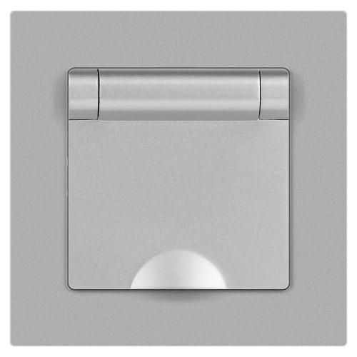 Розетка 1-м СП Accent 6-203-03 16А IP20 250В 2P+E Schuko с крышкой алюм. Intro Б0063721