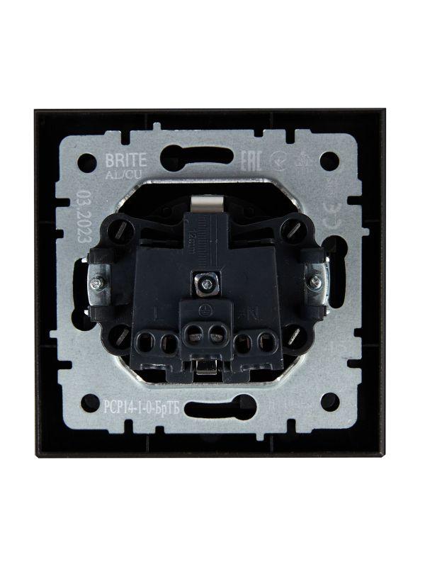 Розетка СП BRITE РСР14-1-0-БрТБ 16А в сборе с заземл. защ. шторки бр. IEK BR-R14-16-K45-F