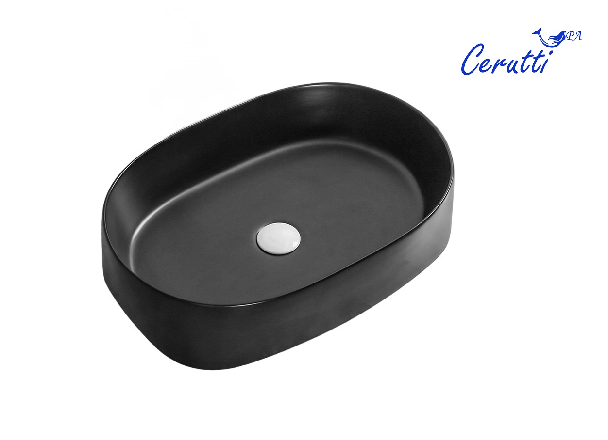 Раковина CR2691 накладная, черный матовый, овальная 560х390х140 Ceruttispa
