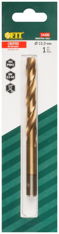 Сверло HSS по металлу титановое покрытие в блист. 10.0мм FIT 34400