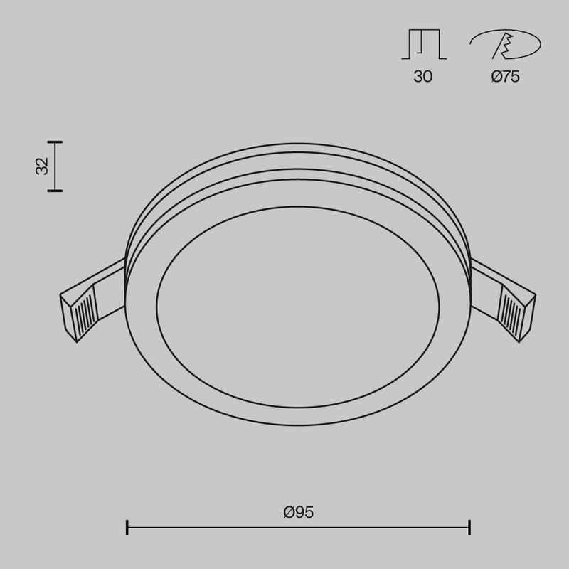 Светильник Phanton 1х12Вт 4000К 120град. встраив. Maytoni DL303-L12B4K