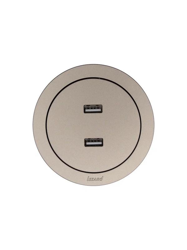 Розетка 2-м СП OSEN USB разъем механизм титан LEZARD 743-3788-192