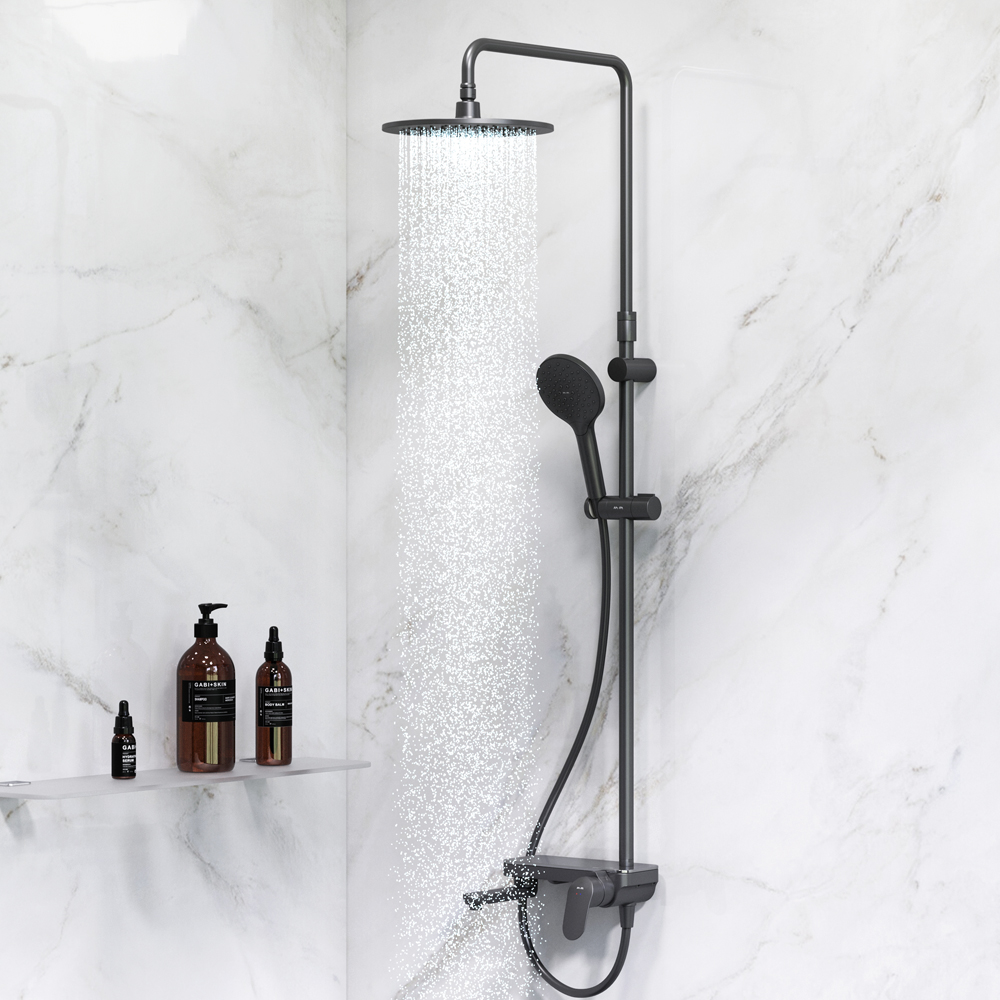 F0780722 Like, душ.система: см-ль-полка д/ванны/душа, душ.штанга 1030-1460мм, верхний душ 220 мм, ру