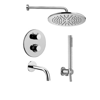 Смеситель термостат встраиваемый для душа 3 выход Paffoni LIGHT LIQ019CR встраиваемый Хром