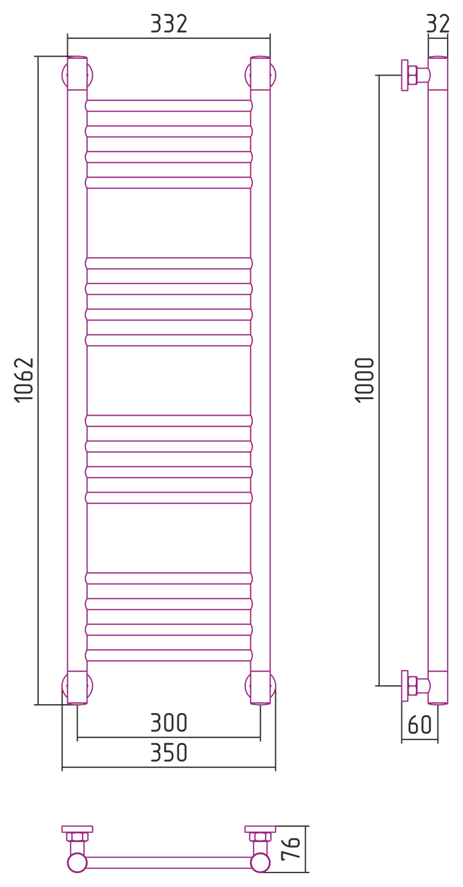 ДР "Богема+" прямая 1000х300 (Матовый белый) 30-0220-1030