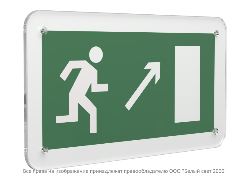 Знак безопасности PS-33186.E05"Напр. к эвакуационному выходу направо вверх" Белый свет a32861