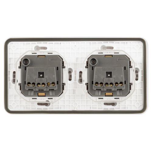 Розетка Эксперт 11-2524-01 2х2P+E гориз. IP55 шторки 16А-250В СУ бел. Эра Б0063254