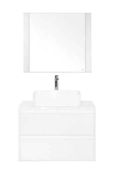 Тумба подвесная "Монако 80" (2 ящ.), Гамма 56, Осина бел /бел лакобель, PLUS