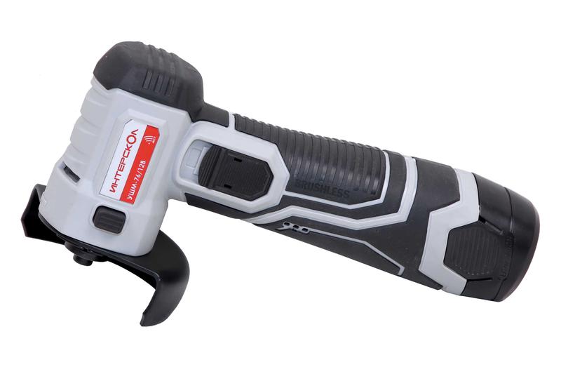 Машина шлифовальная угловая аккумуляторная бесщеточная УШМ-76/12В Li-ion АПИ-Т (картон 2 аккум. 2.0Ач ЗУ) ИНТЕРСКОЛ 644.2.2.70