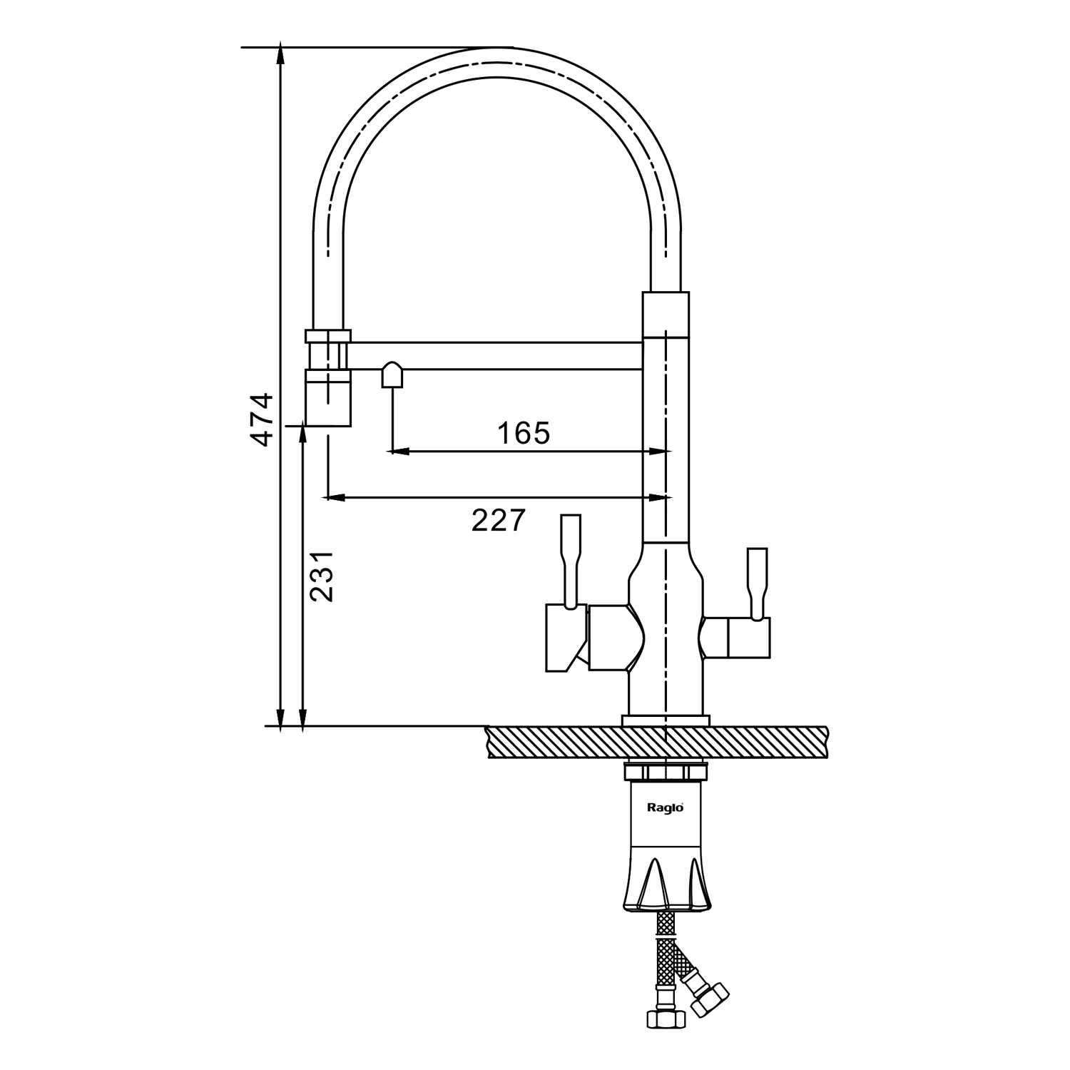 Смеситель для кухни с подключением фильтра Raglo R81.63.03, золотой сатин