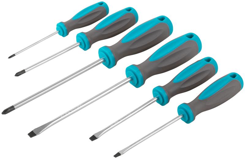 Набор отверток "Техник" на держателе CrV сталь прорезиненные ручки PH0.1.2+SL4.5.6 (уп.6шт) MOS 53900М