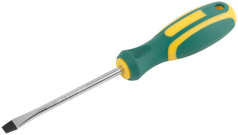 Отвертка "Контур" CrV сталь прорезиненная ручка 6х100мм SL FIT 55204